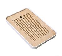 Vibsky Wooden Tea Tray for Home Use, Simple Kung Fu Tea Set with Efficient Drainage, and Not Easy to Crack, 36 x 24 cm, as Shown