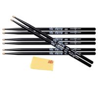 Vic Firth American Classic Series Drumsticks - 5AB - American Hickory - Wood Tip - Black - 4 x Pair Value Pack, P5AB3-5AB1