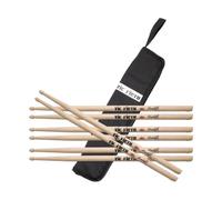 Vic Firth FS5A Freestyle 5A Drumsticks Bundle - 4 Pairs Extra Long Hickory Drum Sticks with FREE Essential Stick Bag - Practice, Technique Training, Rehearsal & Gig Use