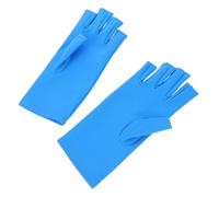 VICASKY 1 Pair Fingerless Manicure Art Gloves UV Protection, Blue Spandex Material for Nail Shop Use, Comfortable UV Shield Gloves to Protect Hands and Nails from Rays
