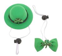 VICASKY 1 Set Adorable Pet Irish Party Costume Set Shamrock Top Hat Bow Tie for St Patrick's Day Collar Outfit for Dogs and Cats Stylish Pet Accessory