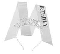VICASKY 1 Set Birthday Crown and Sash Set for Women Stylish Glitter Tiara with Sash for Birthday Celebrations and Special Occasions Lightweight and Portable Design
