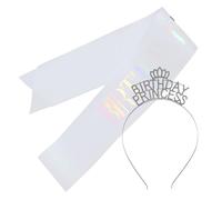 VICASKY 1 Set Birthday Rhinestone Crown Headband Sash Elegant Party Accessories for Women for Birthday Celebrations Glittering Headband with Sash for Unforgettable Moments