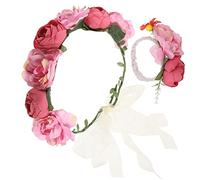 VICASKY 1 Set Flower Headband and Wrist Corsage Set for Weddings Bridal Parties and Engagements Elegant Floral Accessories for Bride Bridesmaid and Flower Girl Decor