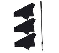 VICASKY 1 Set Flute Cleaning Rod and Clarinet Cleaning Cloth Kit Portable Wind Instrument Supplies 1 Rod 3 Reusable Cloths Black
