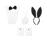 VICASKY 1 Set Rabbit Costume Accessories Set Bunny Ears Headband Tail Collar Sleeves for Cosplay Halloween and Party Dress Up Premium Cloth Comfortable Durable Hairband Accessory