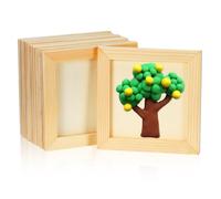 VICASKY 10 Pack Unfinished Wooden Picture Frames 4.72 in Square Wood Frames for Crafts Diy Painting Projects Photo Display School Home Kindergarten