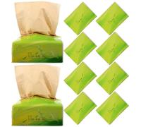 VICASKY 10 Packs Bamboo Pulp Tissue Paper Natural Yellow Napkins Practical Extraction Type Paper for Travel Outdoor and Home Use