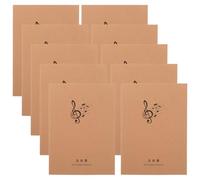 VICASKY 10 Pcs Paper Stave Notebooks with 18 inside Pages Portable Music Practice Manuscript Paper Notebook for Taking Notes and Composition in Khaki Colour