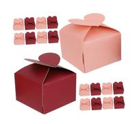 VICASKY 100 Pcs Heart Shaped Wedding Favor Boxes Macaron Packaging Box Pearlized Paper Small Candy Treat Holder for Baby Shower Party Cookie Biscuit Wrapping, Red and Pink 50+50 Set