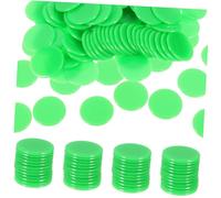 VICASKY 100pcs Bingo Counting Chips Game Tokens Solid Green Poker Markers for Math Learning Sorting and Classroom Activities