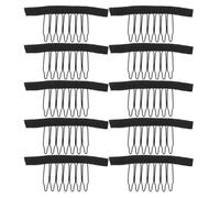 VICASKY 100Pcs Black 7-Teeth Wig Comb Clips for Hair Extensions and Wigs Stainless Steel Snap Hair Clips to Secure Hairpieces DIY Cap Accessories for Women