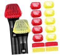 VICASKY 100pcs Disposable Microphone Covers Elastic Non-woven Handheld Mic Protection Windproof and Design for Ktv Office and Events Red Yellow
