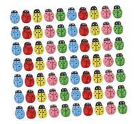 VICASKY 100Pcs Mini Wood Ladybugs Self Adhesive Stickers for Miniature Garden Fence Decorations, Sponge Stickers, Photography Prop, Terrarium Decor