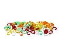 VICASKY 100pcs Numbered Poultry Leg Bands Clip with Buckle, Plastic Pigeon and Chicken Identification Rings, Mixed Color 1-100 for Breeding and Farm Use Random Color