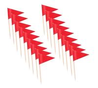 VICASKY 100pcs Red Triangle Toothpick Flags for Food Decoration Mini Cake Flag Picks for Cupcakes Fruit Appetizers Secure Fit and Stable Attachment Party Supplies