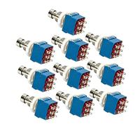VICASKY 10pcs 3pdt Guitar Effects Pedal Footswitch True Bypass Metal Stomp Switch with 9-pin Connector Blue for Electric Guitar Amplifier Control