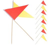 VICASKY 10Pcs 40Cm Wooden Measuring Stakes with Sharp Triangular Tips, Red and Yellow Garden Marking Flags for Lawn Irrigation, Construction, Landscaping and Yard Surveying