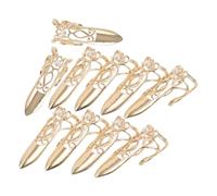 VICASKY 10pcs Ancient Style Armor Finger Guard Metal Claw Nail Tips Extensions for Cosplay Drama Dance Show Adjustable Costume Finger Nail