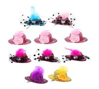 VICASKY 10pcs Boys and Girls Mini Hat Hair Clips Mixed Color Felt Party Hair Accessories Medium Size for Girls Birthday Masquerade