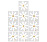 VICASKY 10pcs Daisy Wall Decals White PVC Peel and Stick Removable DIY Flower Wall Sticker Decor 10 Sheets for Closet, Cabinet, Study Room and Dining Room