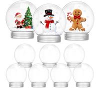 VICASKY 10pcs DIY Snow Globe Accessories Plastic Round Water Globes 270ml Screw Cap for Christmas Crafts and Handmade Decorations