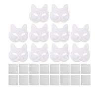 VICASKY 10pcs DIY Unpainted Fox Masks with Eye Mesh Lightweight White Paper Pulp Half-face Animal Masks for Cosplay Halloween Masquerade Parties Blank Canvas for Painting and Decorating