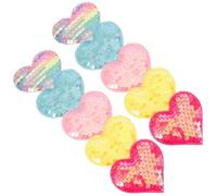 VICASKY 10pcs Fabric Heart Embellishments with Sequins Design, Comfortable to Touch and Not Easy to Tear, Assorted Colours for DIY Crafts and Embellishment on A Postcard