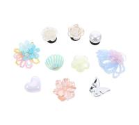 VICASKY 10pcs Flower Shoe Clips for Brides, Pink Silver | Sequins, Beads, Silver Butterfly Accents, Pearls, Pastel Blue Waterfall Flowers, Wedding and Party Use