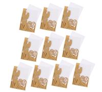 VICASKY 10Pcs Gold Wedding Invitation Covers with Envelopes - Elegant Hollow-Out Invite Card Sleeves for Valentine's Day, Reception, Party, Anniversary & Greeting Cards