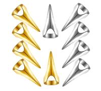 VICASKY 10pcs Hair Parting Sectioning Tools with Punk Style Metal Nail Finger Rings for Precision Hair Braiding Curling and Layering Gold and Silver Accessories for Home and Salon Use