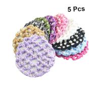 VICASKY 10pcs Handmade Crochet Pearl Hair Snood Net Elastic Hairnet for Dance Performance Ballet Gymnastics Black Maize-yellow Light Purple Blue