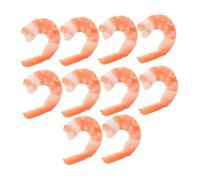 VICASKY 10pcs Lifelike Cooked Shrimp Model Plastic Imitation Shrimp Keychain Miniature Faux Food Decor for Home Restaurant Kitchen Display and Party Props