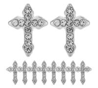 VICASKY 10pcs Metallic Cross Nail Charms with Alloy and Acrylic Material for Professional Manicure Shop or Home Use