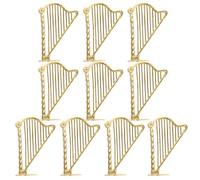 VICASKY 10PCS Miniature Harp, Gold Xmas Tree Musical Instrument Hanging Ornaments Mini Harp Model Harp Christmas Ornament for Christmas Music Party Home Decor