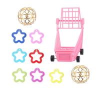 VICASKY 10pcs Parrot Shopping Cart Set with Interactive Puzzle Balls, Bird Activity and Training for Pet Parrots, Suitable for Chewing and Mental Stimulation
