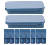 VICASKY 10PCS Parrot Training Food Box Sliding Lid Small Bird Food Container and Cage Bird Feeder for Parakeet Cockatiel and Budgerigar Feeding Portable Dark Blue Feeding Tray