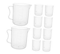 VICASKY 10pcs Plastic Measuring Jugs with Handle and Spout Transparent Liquid Measuring Cups with Clear Scale for Accurate Kitchen and Laboratory Use