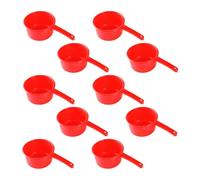 VICASKY 10pcs Plastic Water Ladles with Long Handles Large Capacity Water Scoops for Family Kitchens and Watering Flowers in The Garden Red Sturdy Kitchen Utensils