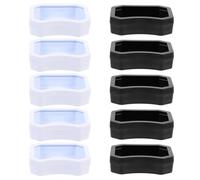 VICASKY 10pcs Reptile Food Dish Gecko Water Bowl Plastic Inward Bowl Design Prevents Live Food Escape Smooth Surface White Black for Turtle and Crawling Pets