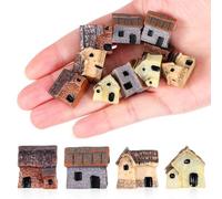 VICASKY 10pcs Resin Mini House Ornaments Miniature House Kits for Adults for Micro Landscape and Gardening Assorted Style Random Style
