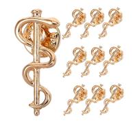 VICASKY 10pcs Snake Brooch Pin Set Medical Caduceus Badge Brooches Gold Tone Nurse Appreciation Pins for Doctors Uniform Coat Backpack Accessories