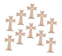VICASKY 10pcs Wooden Christian Cross for Home and Church Altar Handcrafted Religious Tabletop Decor Sturdy Wood Craft Crucifix for Holiday and Prayer Display