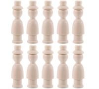 VICASKY 10pcs Wooden Peg Dolls with Hats Unfinished Blank Wooden Peg People Beige DIY Craft Dolls for Painting and Decoration, Exercise Fine Finger Movements, for Boys and Girls