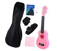 VICASKY 12 Inch Boys and Girls Ukulele Guitar Beginner Musical Instruments Set Case Tuner Strap Cleaning Rag English Manual Pink Random Color