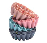 VICASKY 12 Pcs Flower-Shaped Silicone Cake Tray, Reusable Baking Moulds for Biscuit and Jelly, Easy Demoulding, Heat Resistant to 220°c, Microwave Oven and Oven Safe Random Color