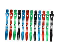 VICASKY 12pcs Aluminum Alloy Darts Shafts Stems with Standard Screw Thread Replacement Rods for Professional and Amateur Players Lightweight Dart Accessories in Black Red Blue Green