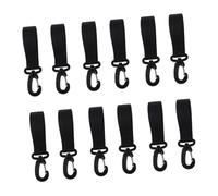VICASKY 12pcs Black Stroller Hooks for Pram Bags Non-Slip Clips, Sturdy Polyester and Plastic Material, for Walking and Picnicking, Helps Release Burden by Hanging Nursery Bags