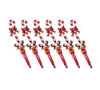 VICASKY 12pcs Christmas Candy Cane Deer Head Handheld Balloons Inflatable Stick for Xmas Party Decorations Made of Aluminium Foil, Small and Light, Easy to Carry for Dining Room or Bedroom