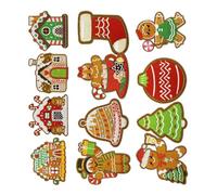 VICASKY 12pcs Christmas Embroidered Iron-on and Sew-on Patches Polyester Appliques for Decorating Backpacks and Shoes Festive Holiday Christmas Ornament Embroidery Patches